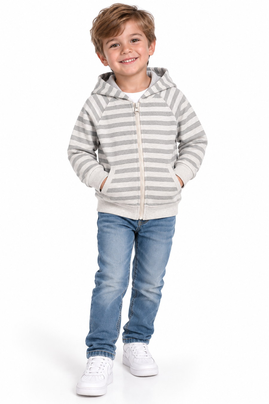 DAY AT THE BEACH ZIP UP STONE STRIPE