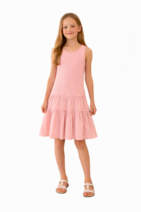 Tenly Mixed Media Drop Waist Pink