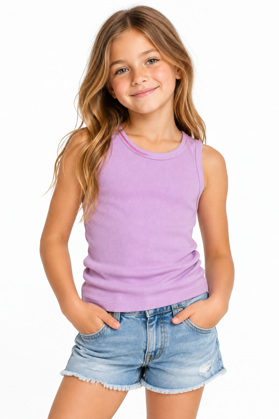 LAVENDER STITCH TANK DEEP LAVENDER