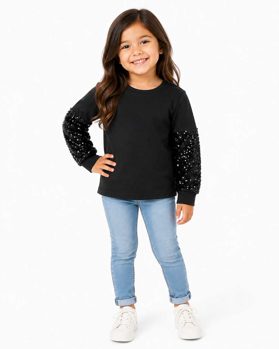 Mia Sequin Sweater Black
