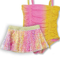 ribbed 1pc & daisy paillette skirt - creamsicle ombre multi