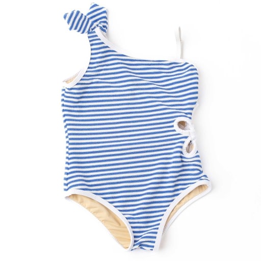 1pc - ribbed daisy cut out - cobalt stripe blue