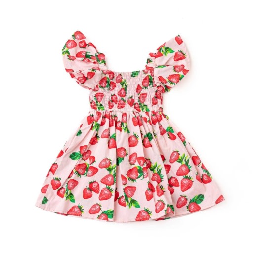 Dress - cotton smocked - strawberry bliss pink