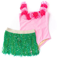 Hula Lei 1pc & Fringe Skirt