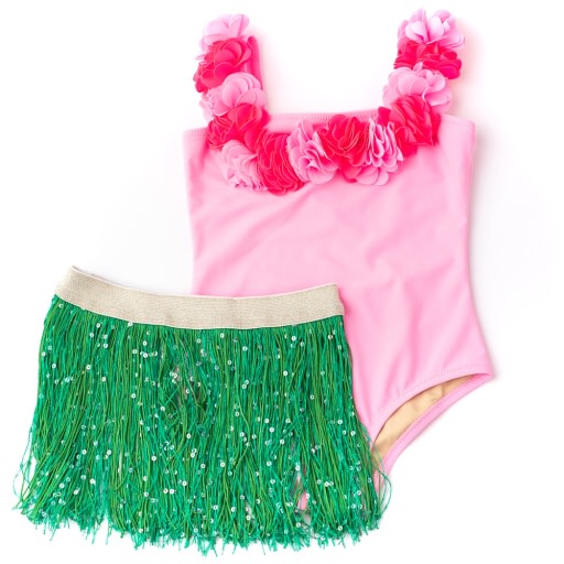 Hula Lei 1pc & Fringe Skirt