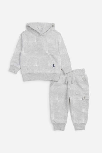 CHECKERBLOCK HOODIE SET LT HTHR GREY