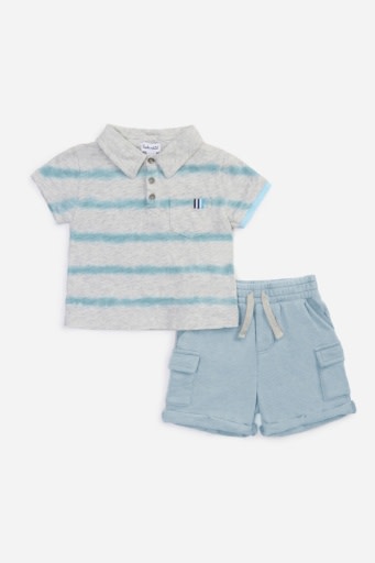 BEACH DAY POLO SET HEATHER GREY
