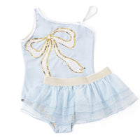 1pc & tutu - sequins - blue bow blue