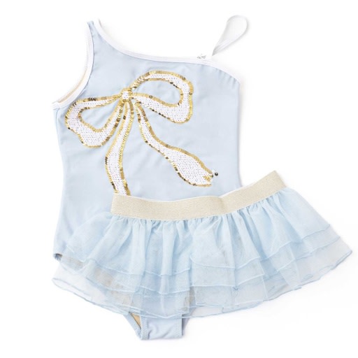 1pc & tutu - sequins - blue bow blue