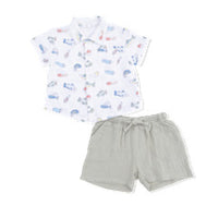 Fishing Lures - Polo Button Up with Casual Short WHITE