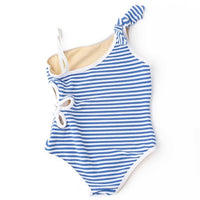 1pc - ribbed daisy cut out - cobalt stripe blue