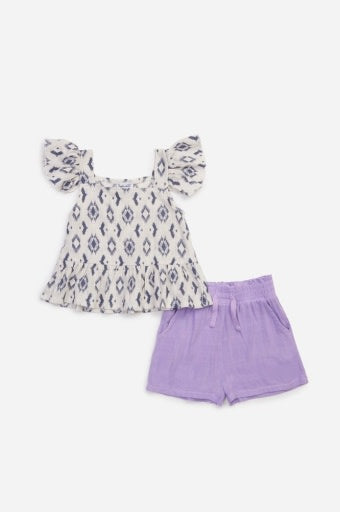 IKAT RUFFLE TANK SET ASH NAVY IKAT