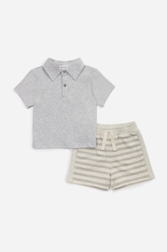 Beach Day Polo Set Heather Grey
